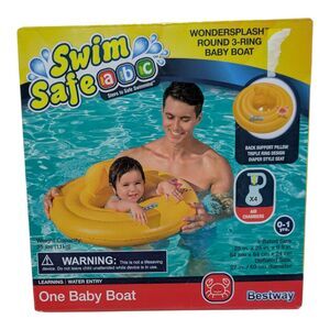 Bestway Swim Safe ABC Wondersplash Baby Boat Float Round 3 Ring Baby Swim Seat